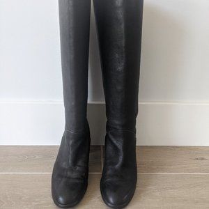 J. Crew Tall Black Leather Boots Size 7.5